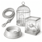 pet_supplies_pencil_drawing